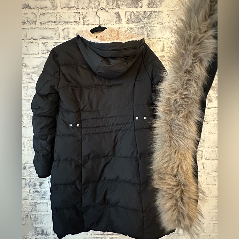 Ralph Lauren Long Black Puffer Coat Faux Fur Hood - Picture 6 of 10